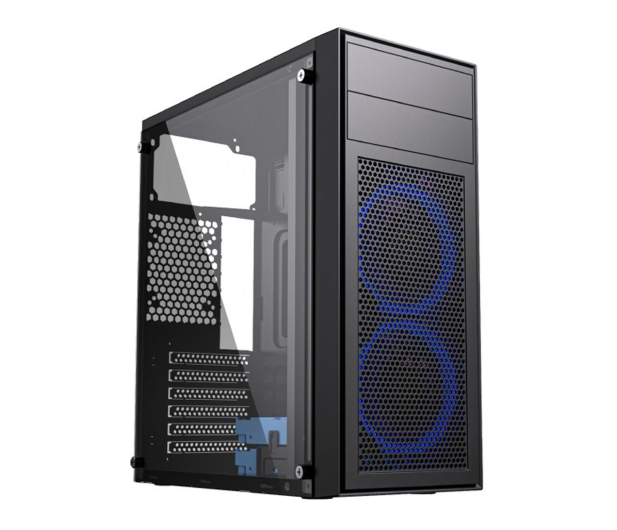 GEMBIRD Midi Tower Fornax M100B ATX niebiesie wentylatory Czarna CCC-FC-M100B - 1184605 - zdjęcie
